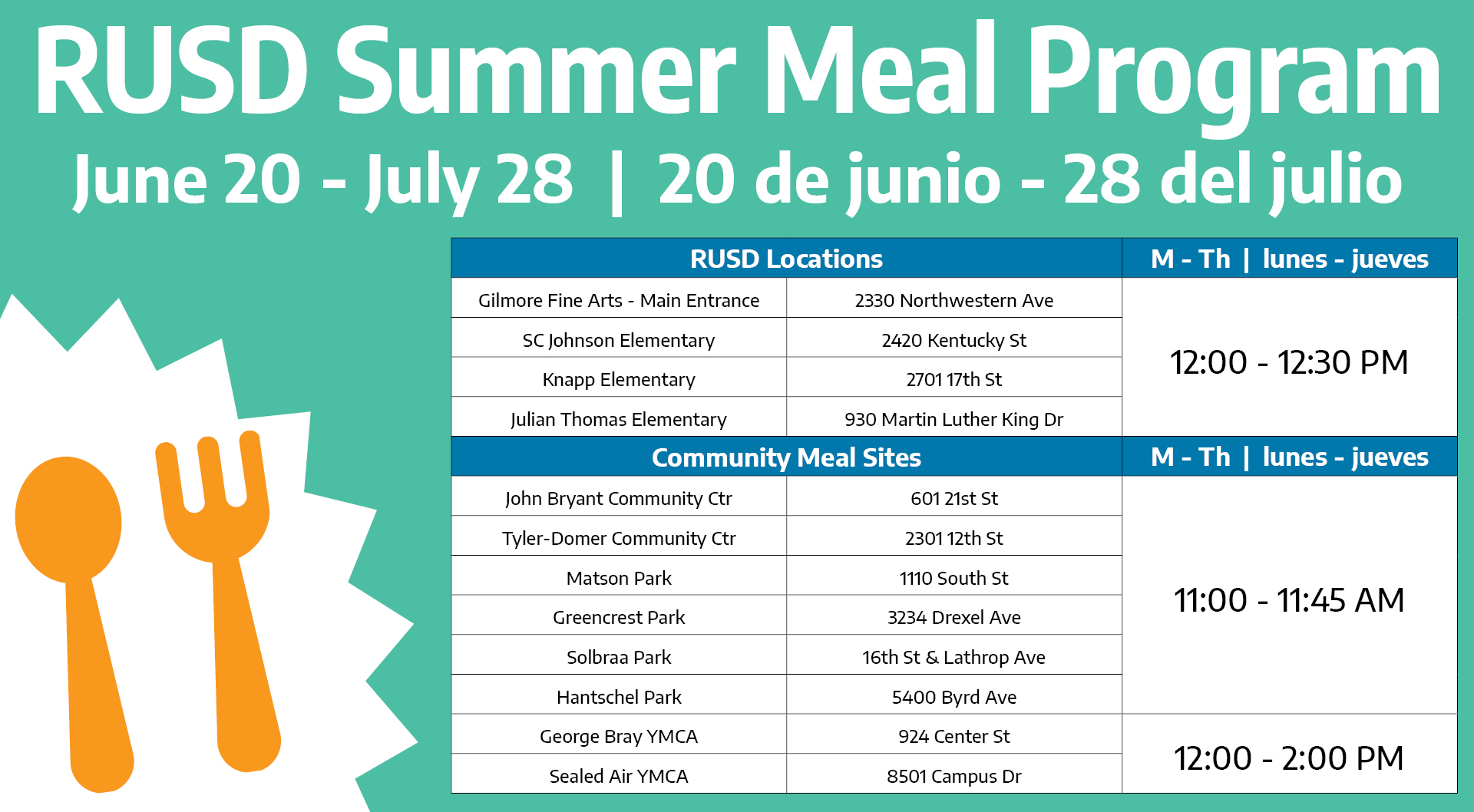 Summer Meals Schedule v2