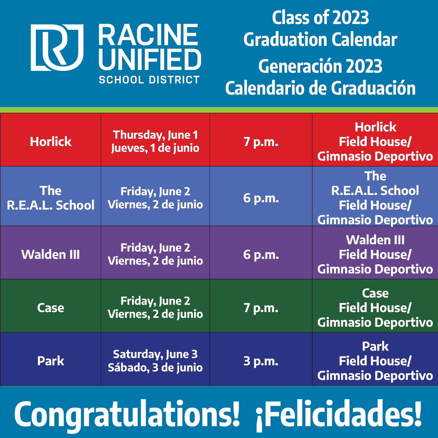 2023 Graduation Calendar